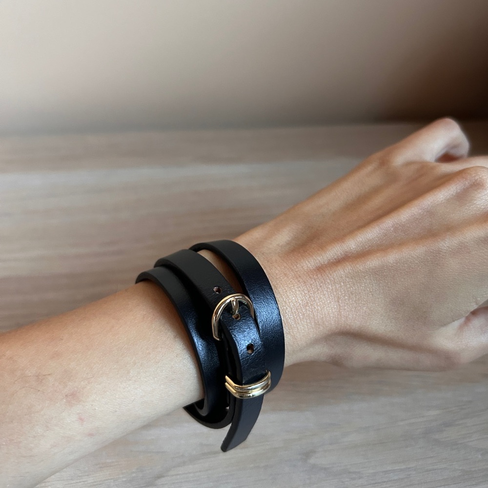 Sold: Black Leather Wrap Bracelet